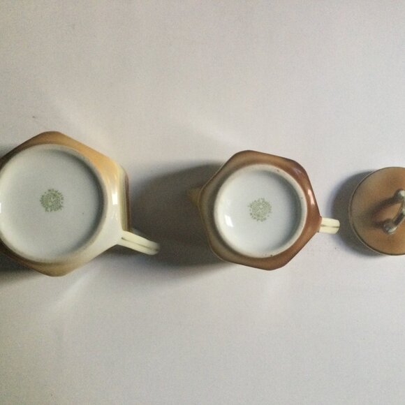 Vintage antique hand painted Nippon lidded sugar bowl and creamer tree - Picture 6 of 6